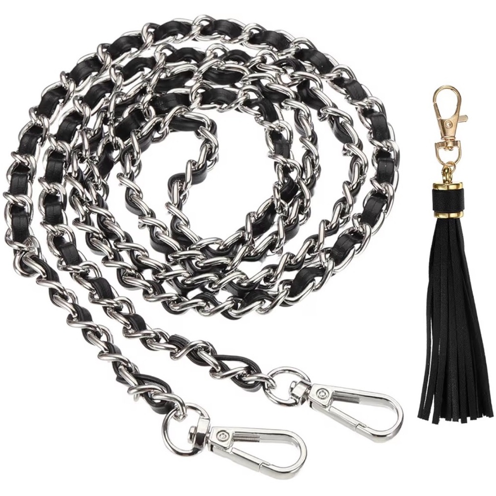 Strap Chanel Style Chain - Faux Leather - Replacement for Crossbody Shoulder Bag - Picture 1 of 13